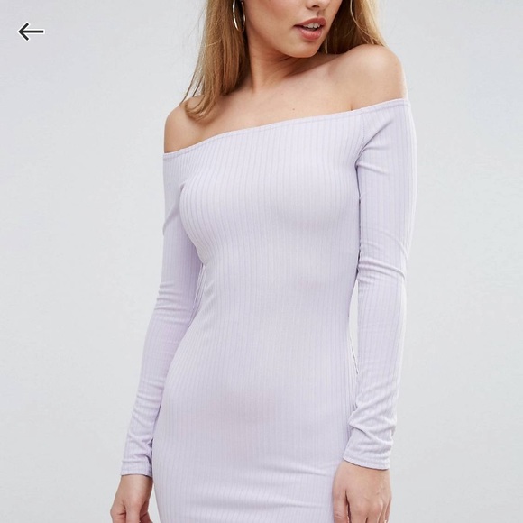 NWT ASOS STRETCH RIB OFF SHOULDER BODYCON DRESS 4 - Picture 9 of 17